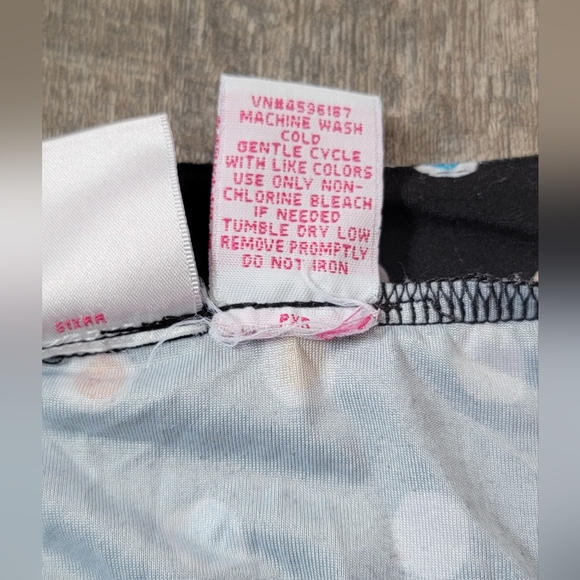 Vintg Y2K Faux Wrap Babydoll Sleevles Blouse Women's XL Black & Multi Polka Dot - Picture 9 of 9